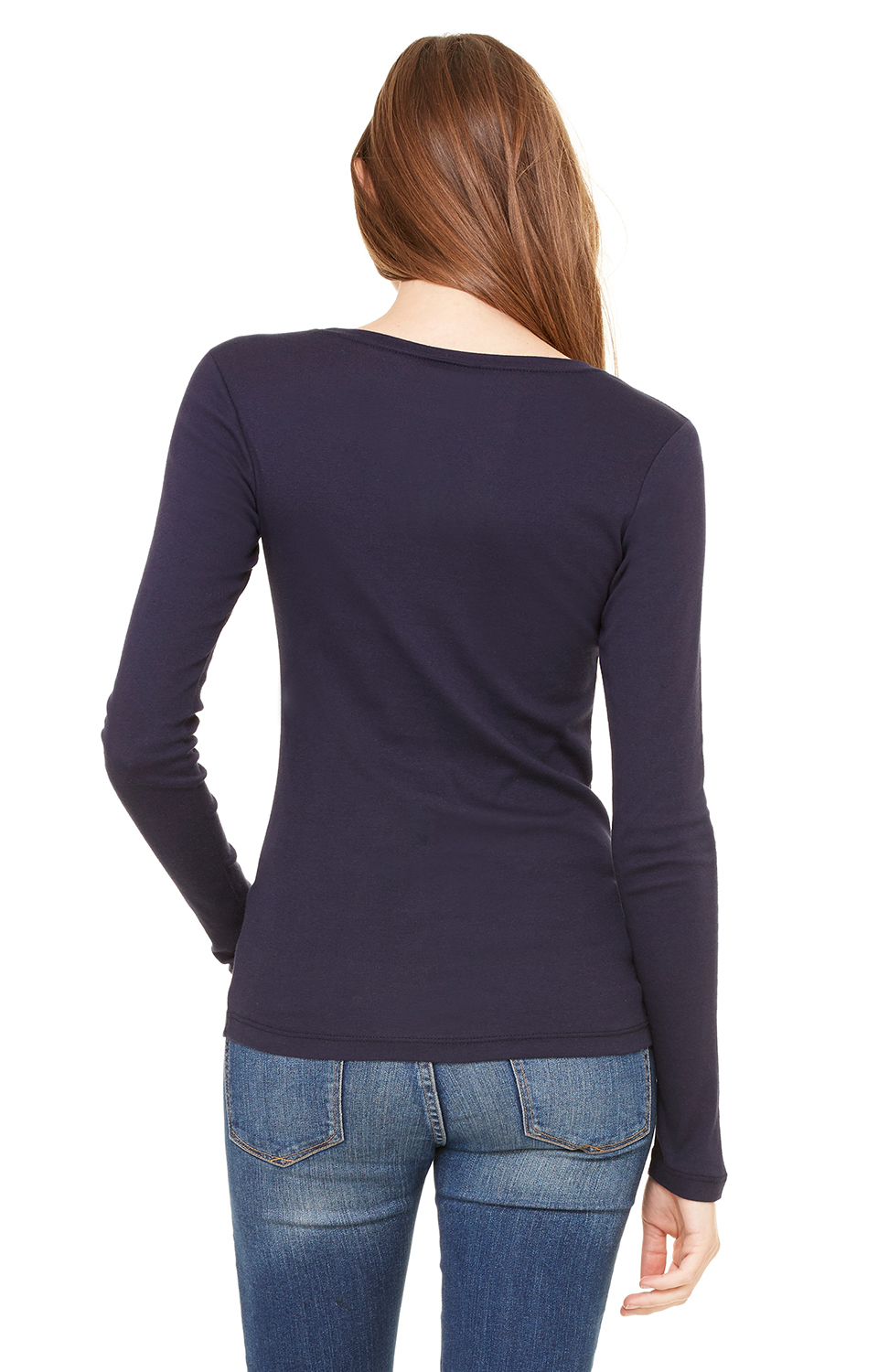 Women's Long Sleeve Sheer Mini Rib Tee - Midnight
