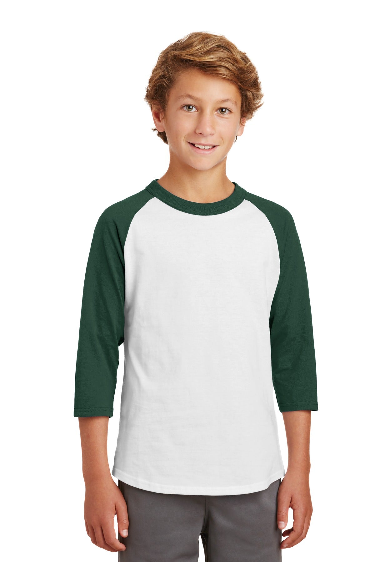 Youth Colorblock Raglan Jersey - White / Forest