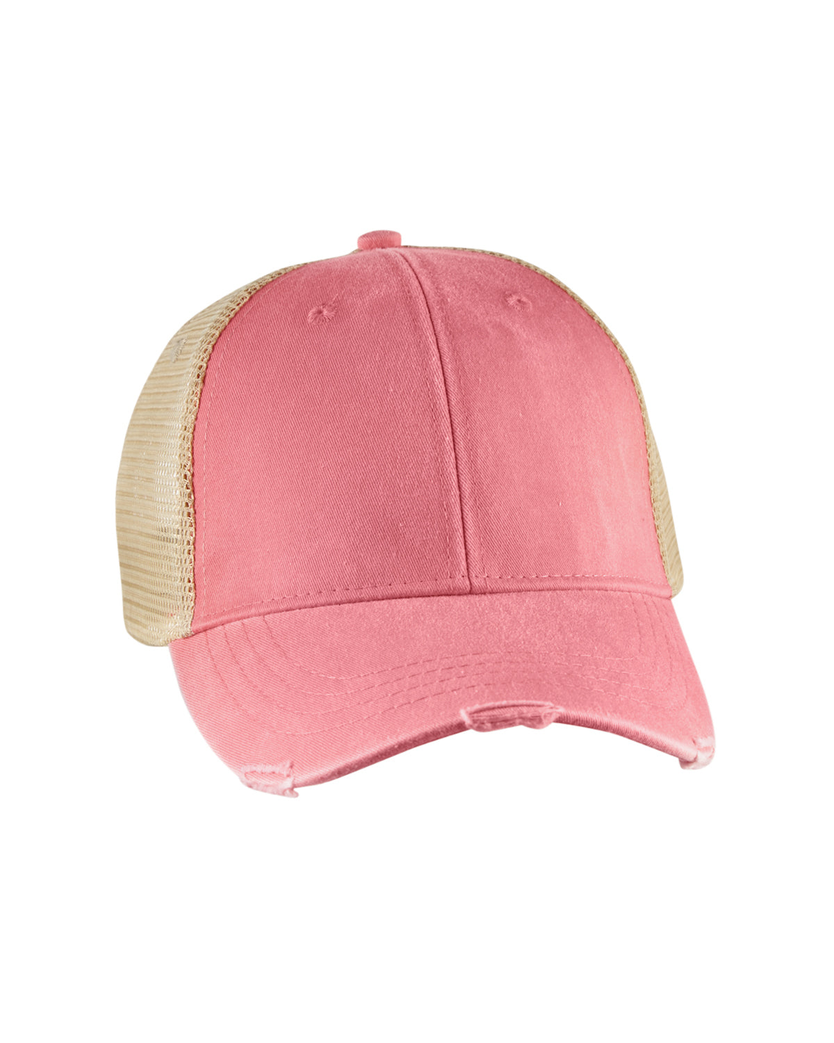 Distressed Ollie Cap - Coral / Tan