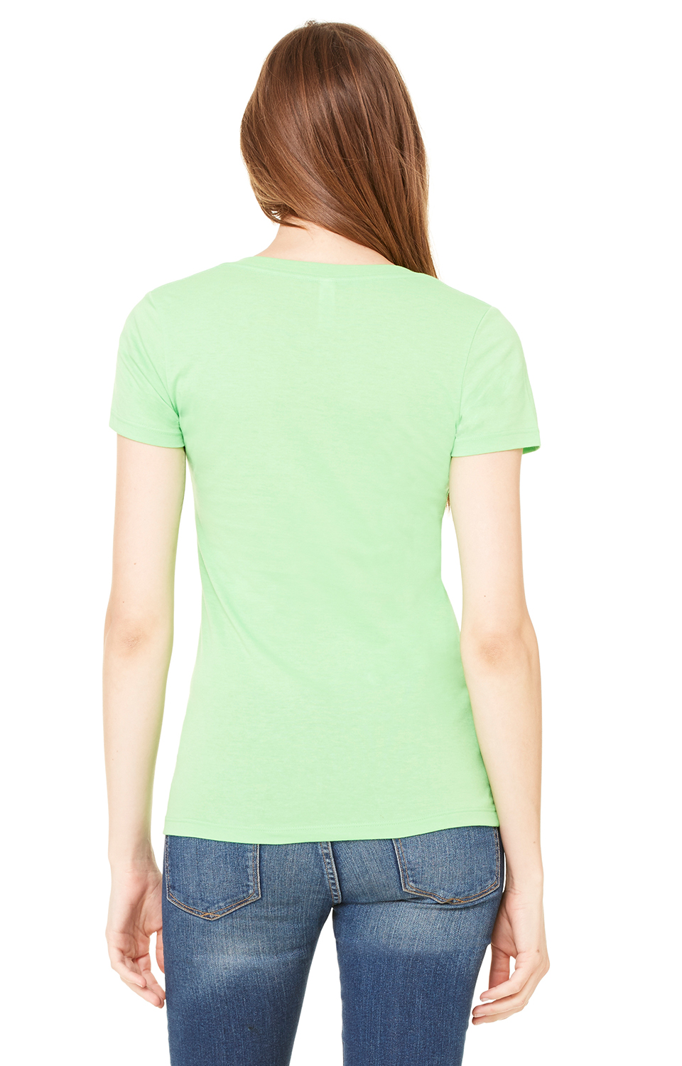 Ladies' Jersey Short-Sleeve Deep V-Neck T-Shirt - Neon Green