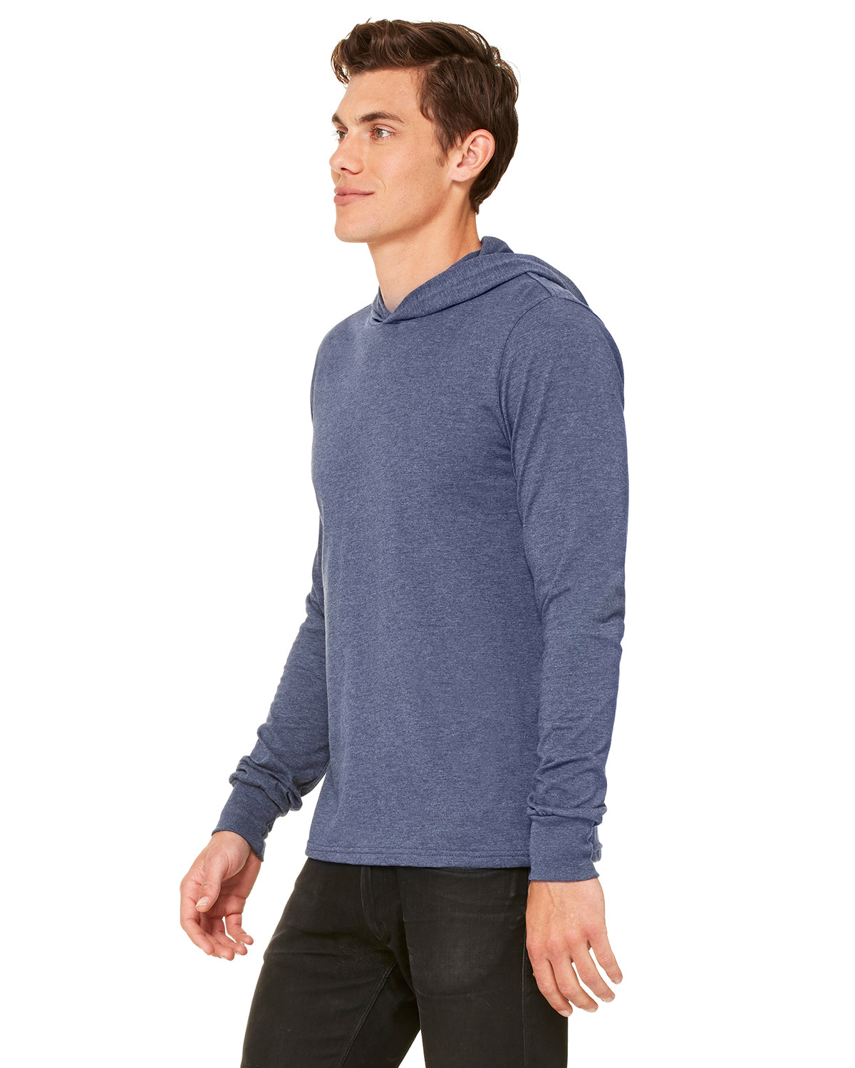 Unisex Jersey Long-Sleeve Hoodie - Heather Navy