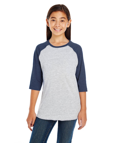 Youth Baseball T-Shirt - Vintage Heather / Vintage Navy