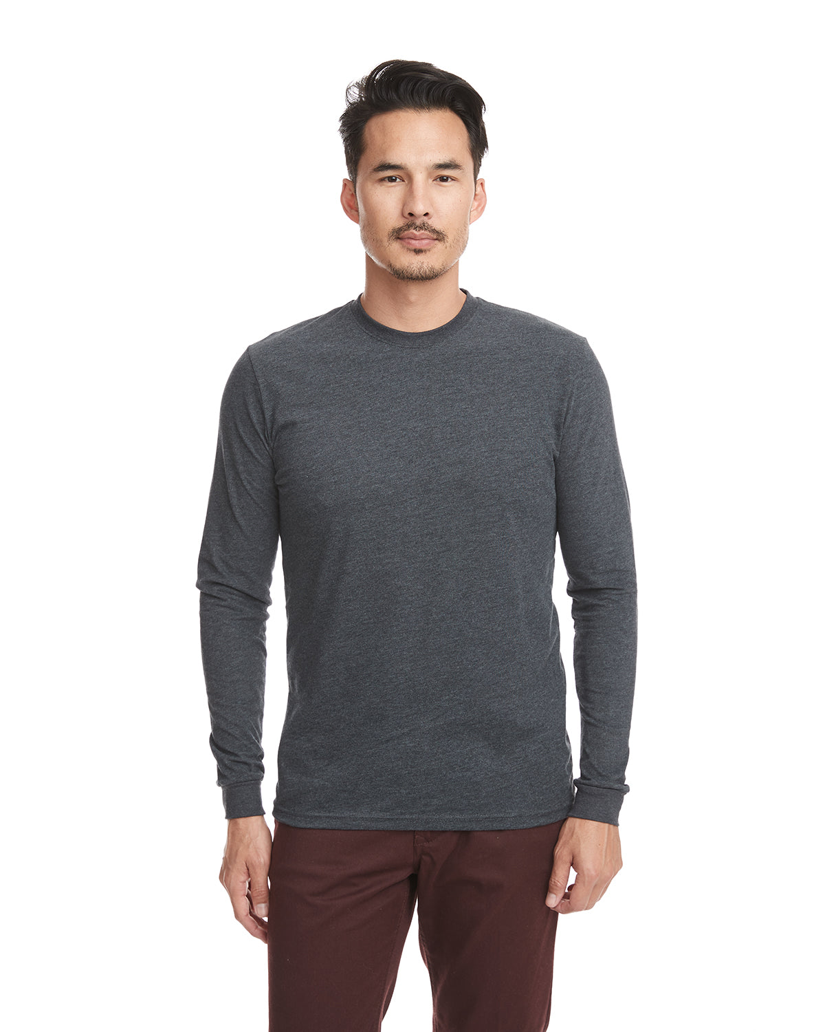 Unisex Sueded Long-Sleeve Crew - Heather Charcoal