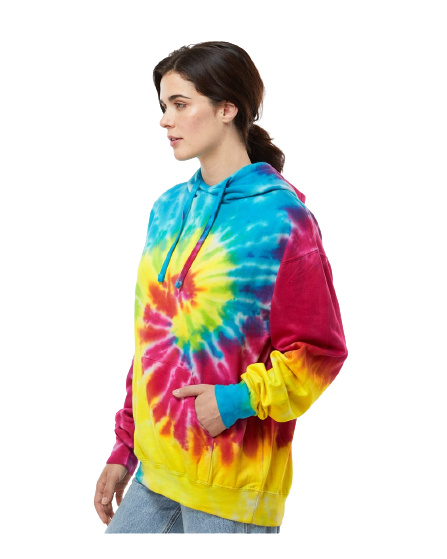 Unisex Tie-Dyed Pullover Hoodie - Reactive Rainbow