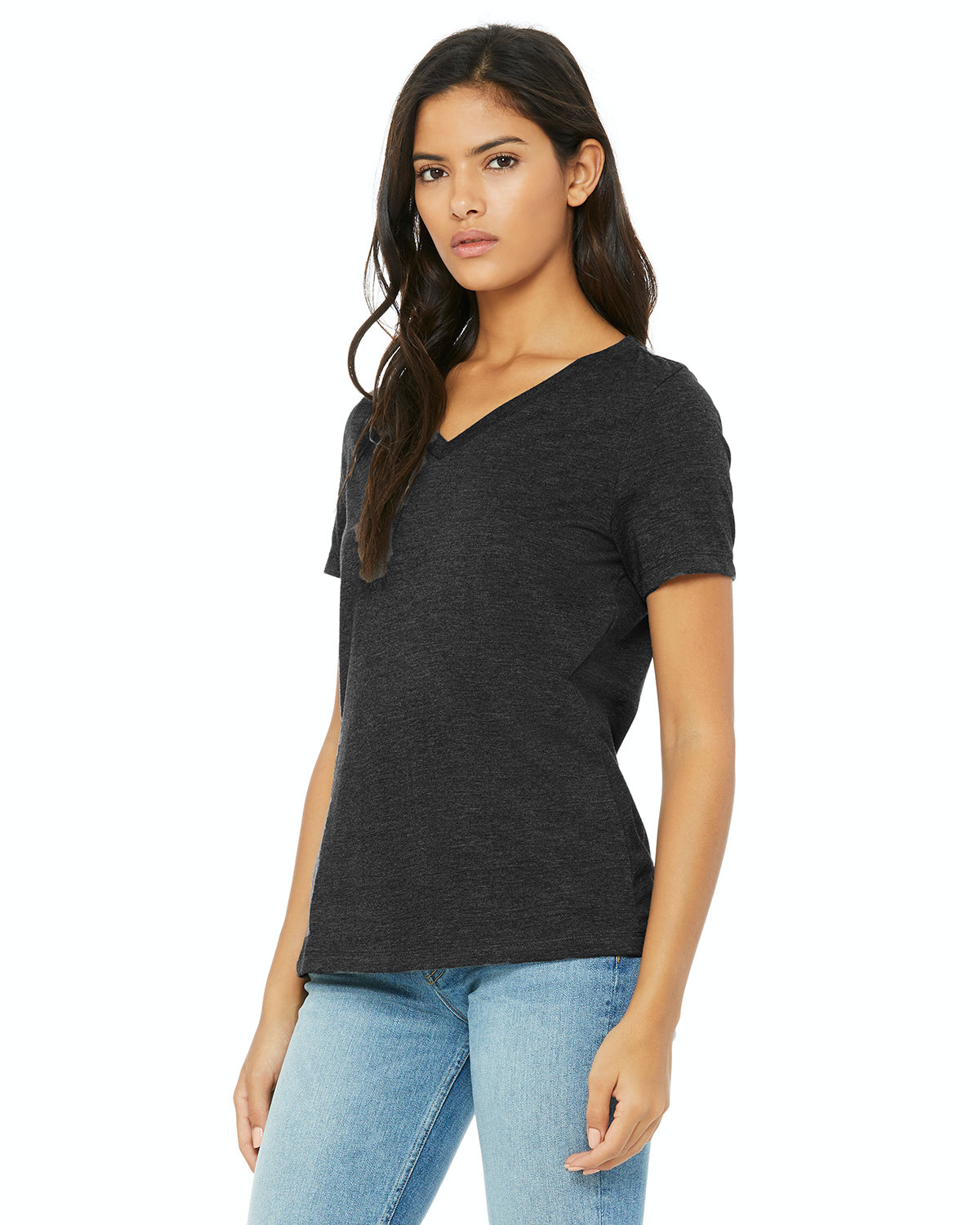 Women's Relaxed Jersey V-Neck T-Shirt - Heather Dark Gray