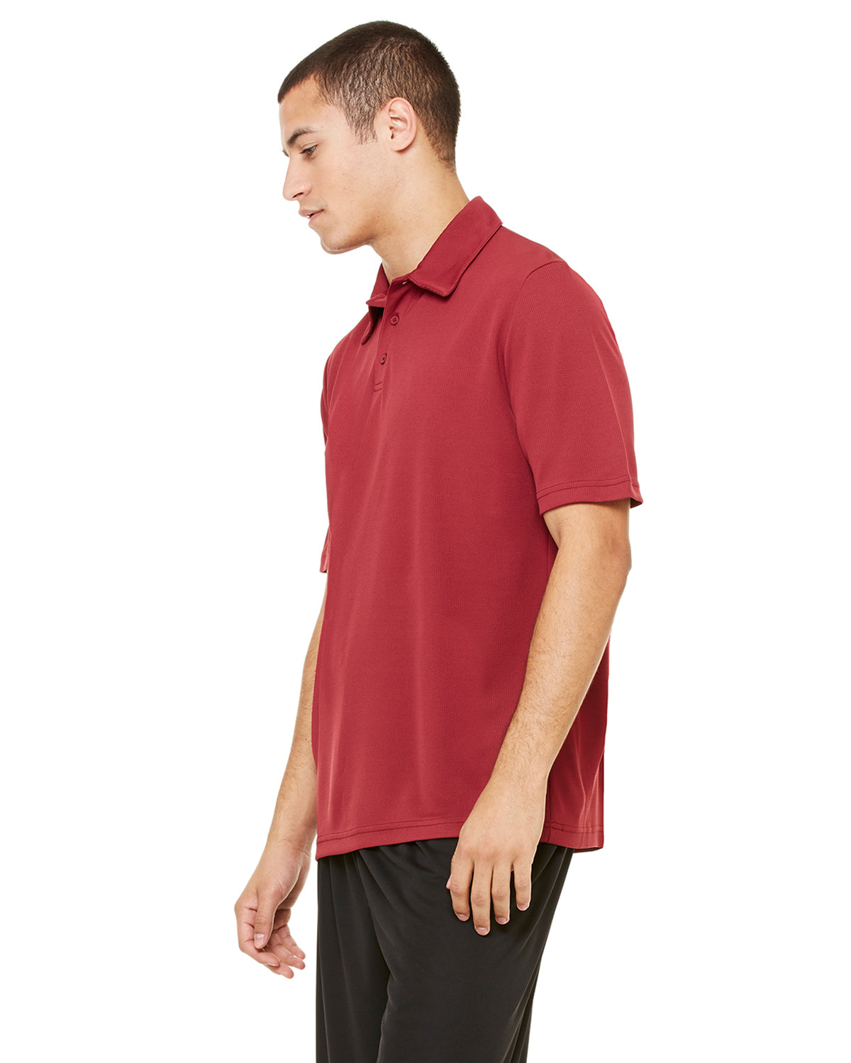 Unisex Performance Three-Button Mesh Polo - Sport Maroon