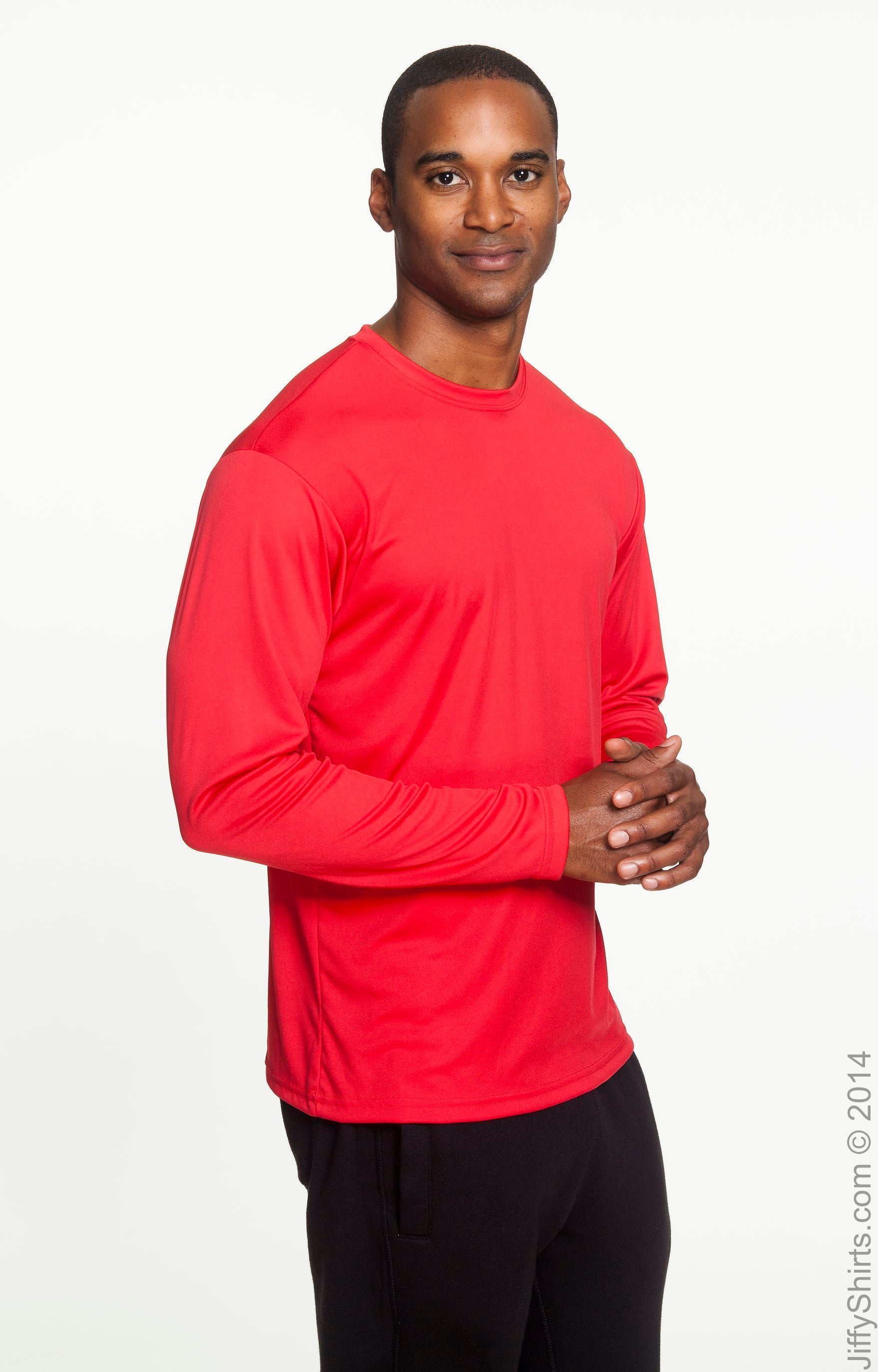 Men's Cooling Performance Long Sleeve T-Shirt - Scarlet