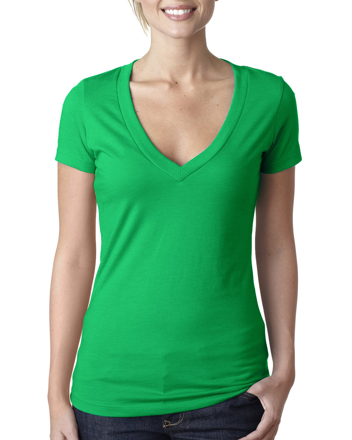Women's CVC Deep V - Kelly Green