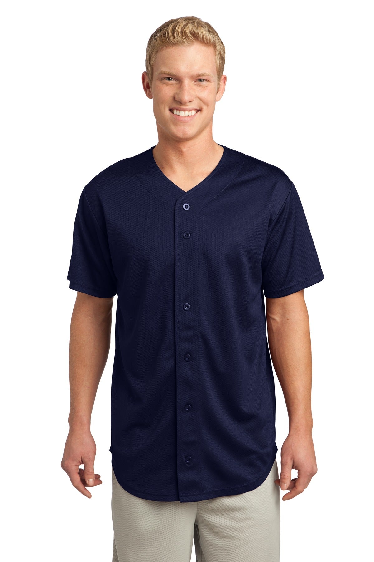 Unisex PosiCharge Tough Mesh Full-Button Jersey - True Navy