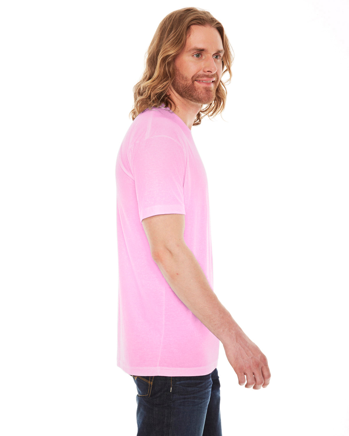Unisex Poly-Cotton Short-Sleeve Crewneck - Pink