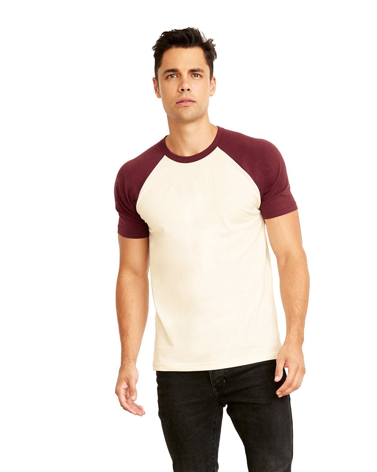 Unisex Raglan Short-Sleeve T-Shirt - Maroon / Natural