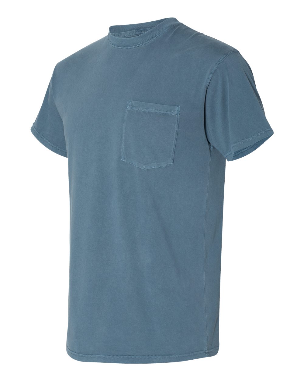 Unisex Inspired Dye Crew with Pocket - Blue Jean