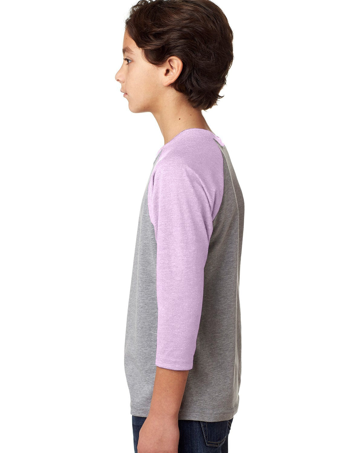 Youth CVC 3/4-Sleeve Raglan - Lilac / Dark Heather Gray