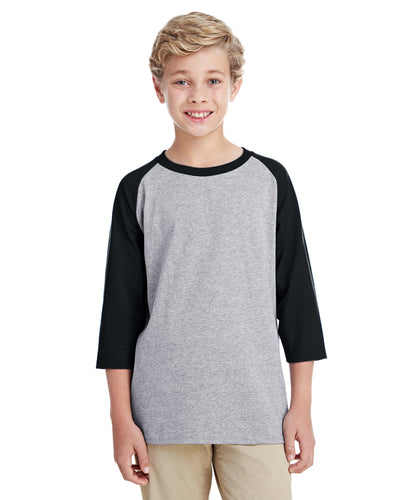 Youth Heavy Cotton��� 3/4-Raglan Sleeve T-Shirt - Sport Gray / Black