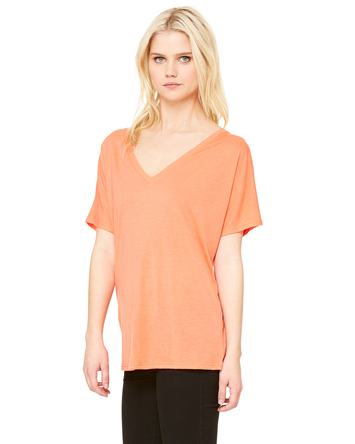 Women's Slouchy V-Neck T-Shirt - Coral