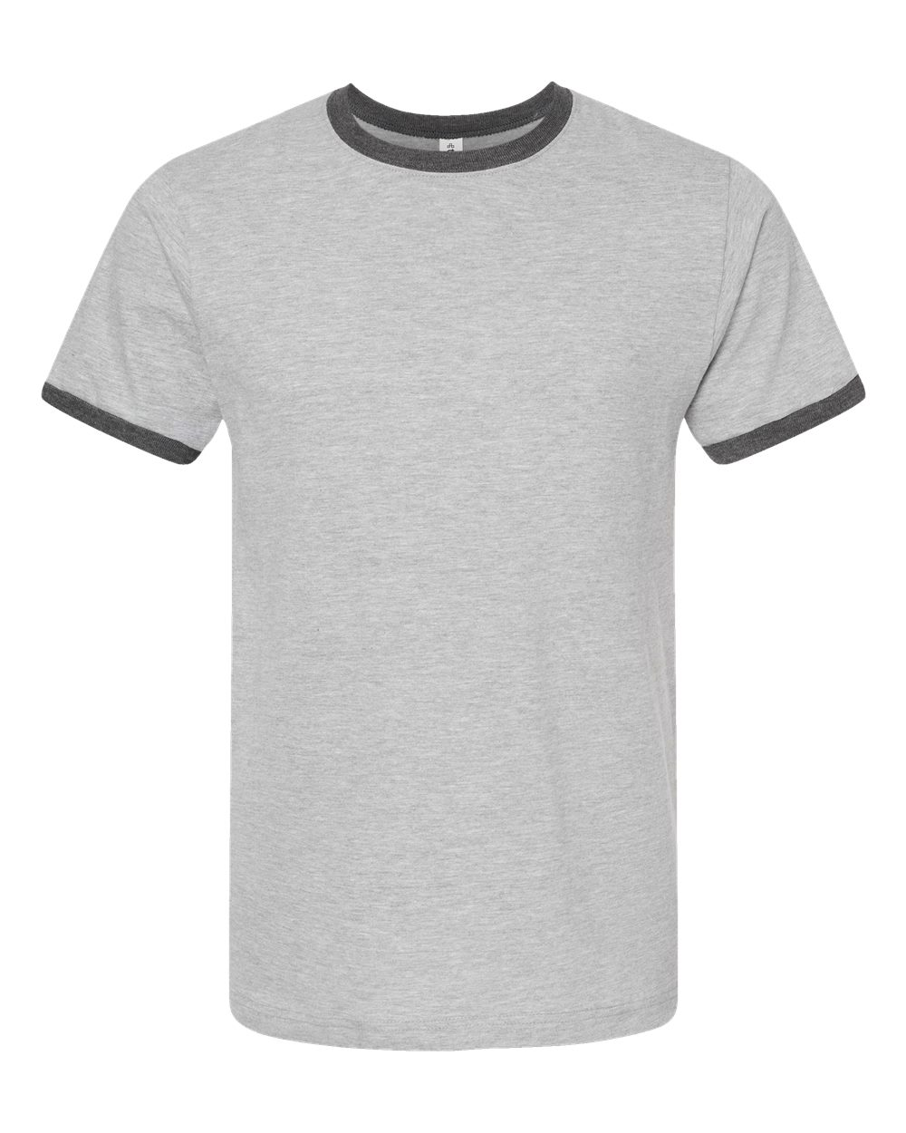 Unisex Fine Jersey Ringer Tee - Heather Gray / Heather Charcoal
