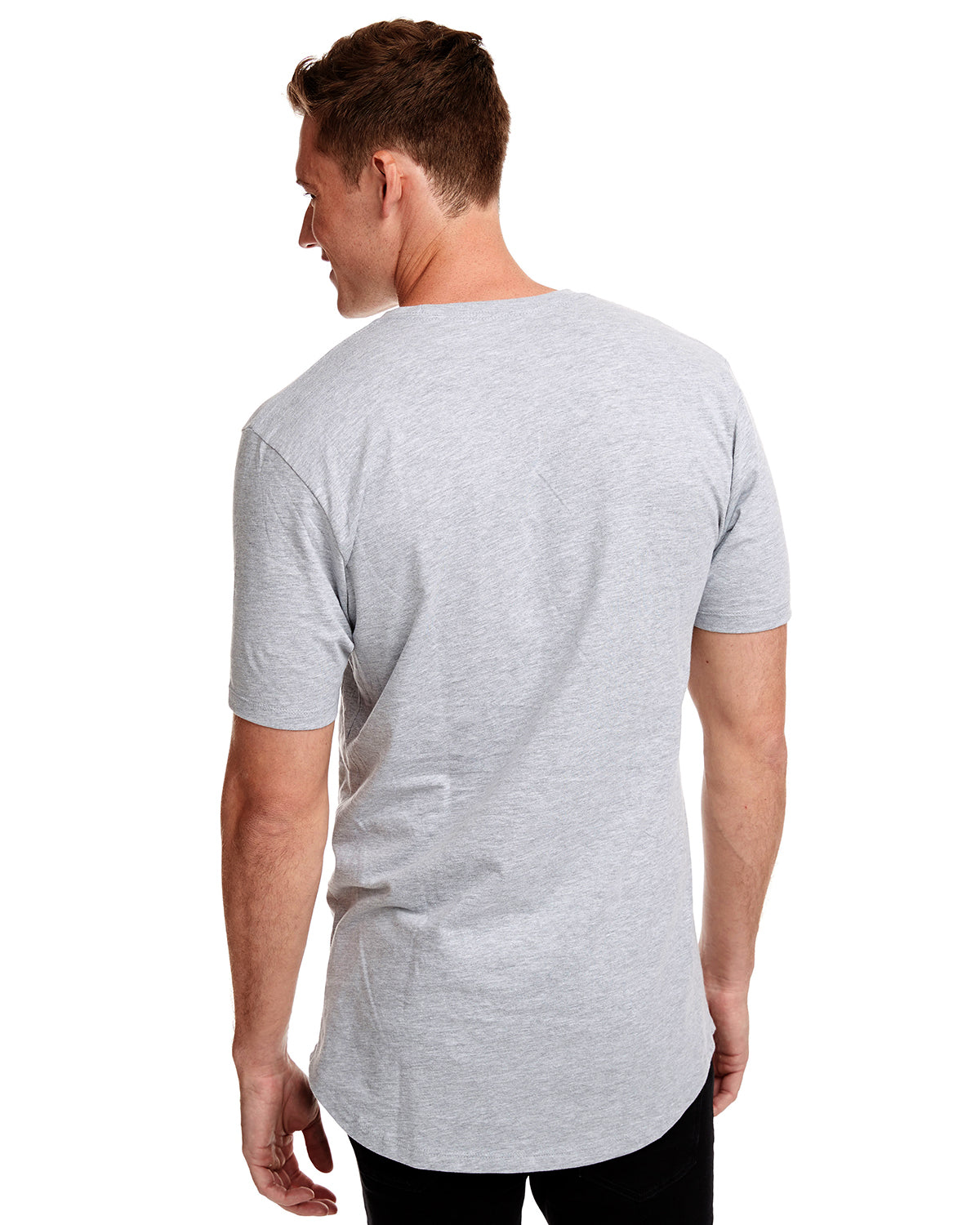 Men's Cotton Long Body Crew - Heather Gray
