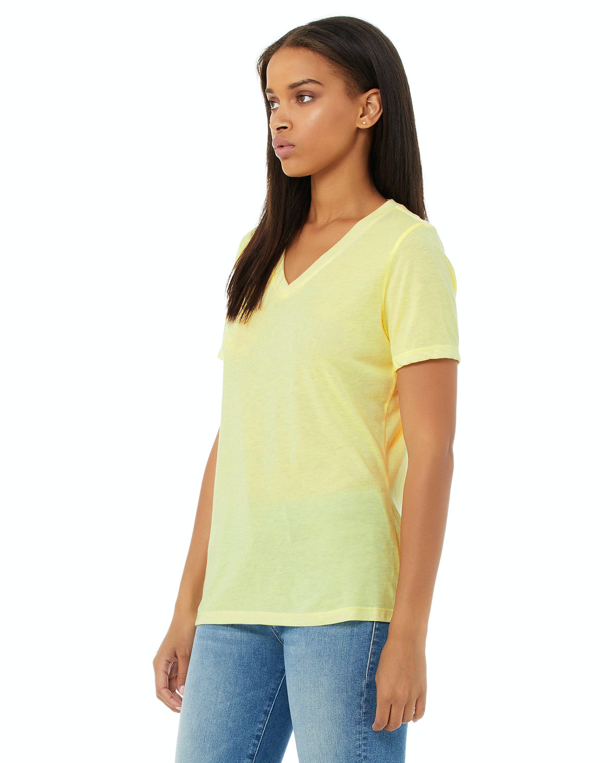 Women's Relaxed Jersey V-Neck T-Shirt - Pale Yellow Triblend