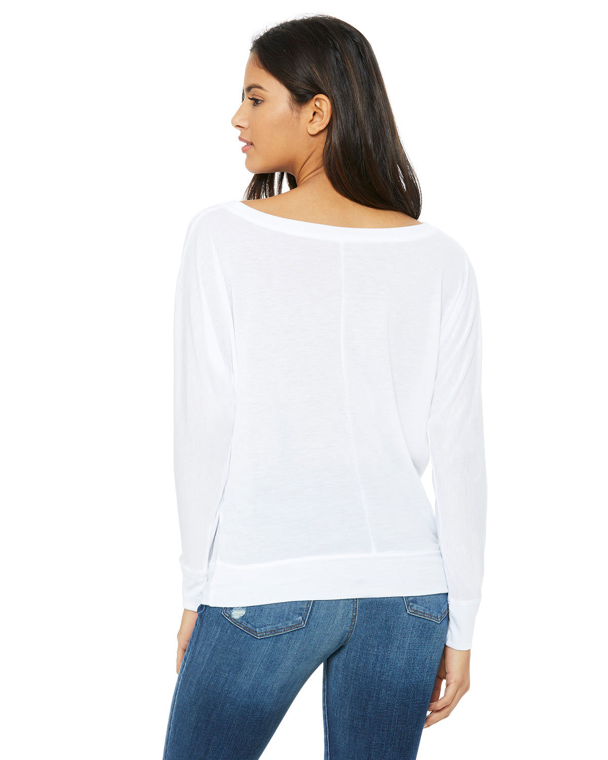 Women's Flowy Long-Sleeve Off Shoulder T-Shirt - White