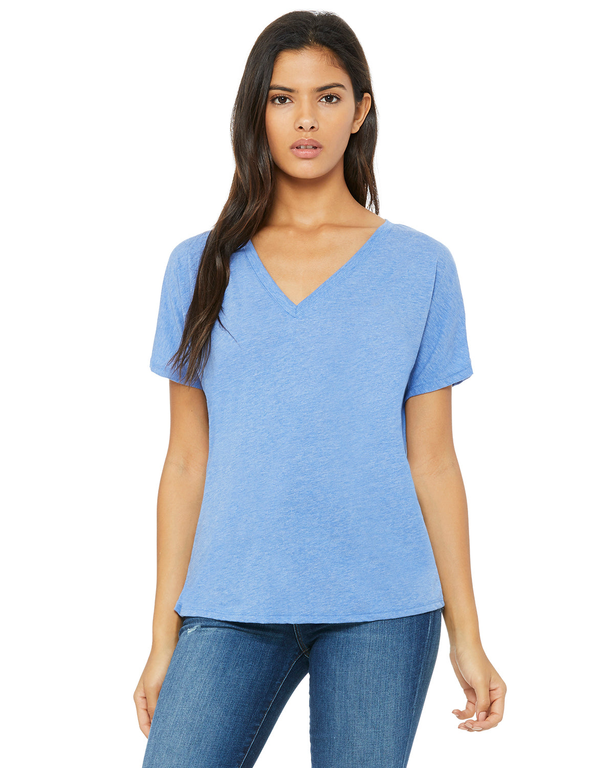 Women's Slouchy V-Neck T-Shirt - Blue Triblend