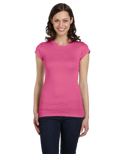 Women's Sheer Mini Rib Short-Sleeve T-Shirt - Very Pink