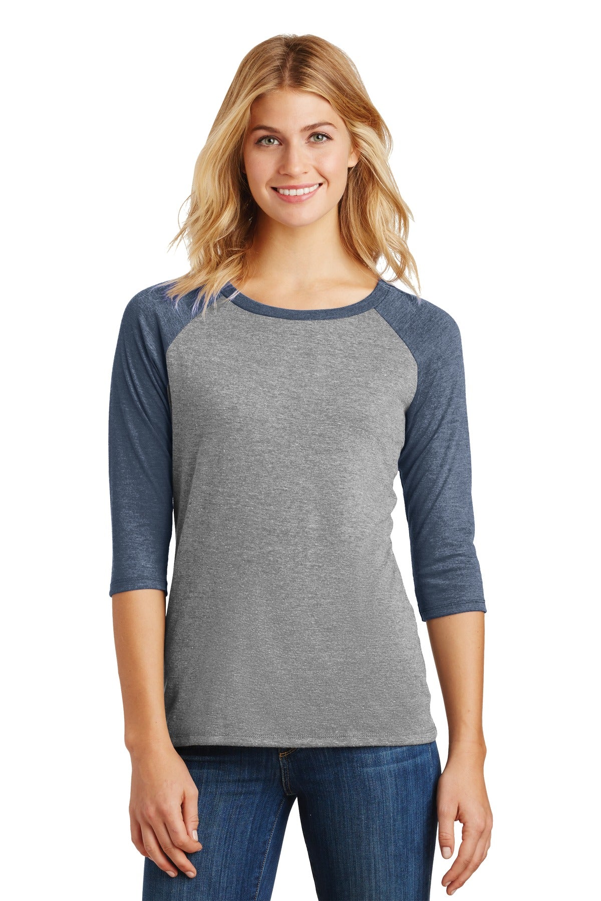 Women's Perfect Tri 3/4-Sleeve Raglan - Navy Fr / Gray Fr