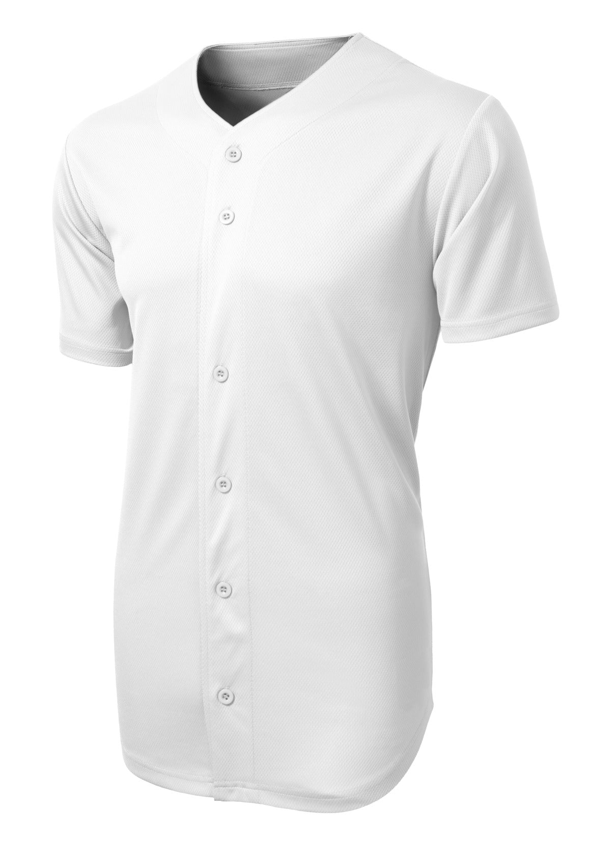 Unisex PosiCharge Tough Mesh Full-Button Jersey - White