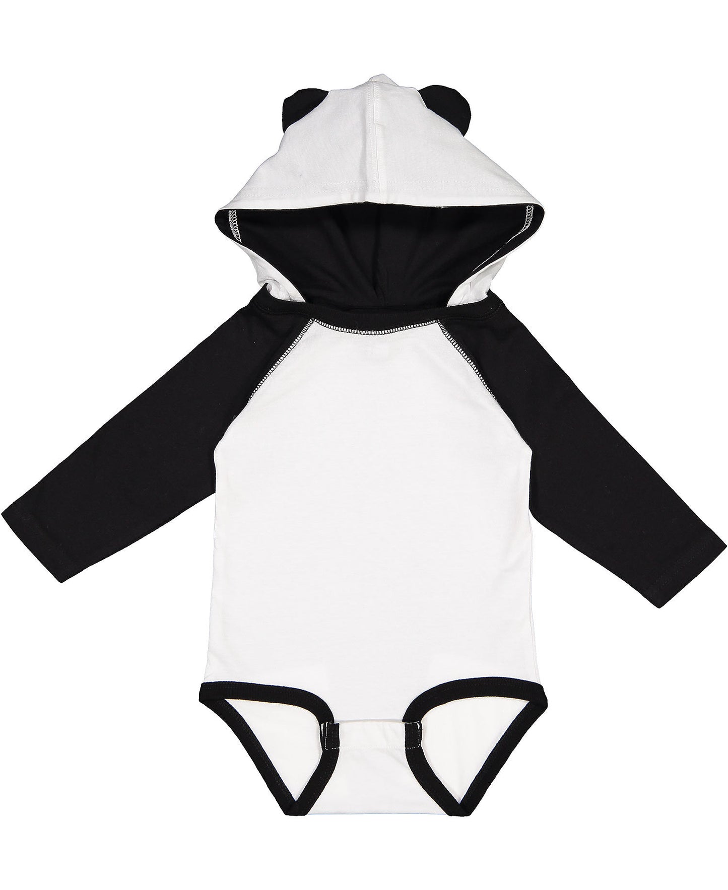 Infant Long Sleeve Fine Jersey Bodysuit With Ears - White / Black