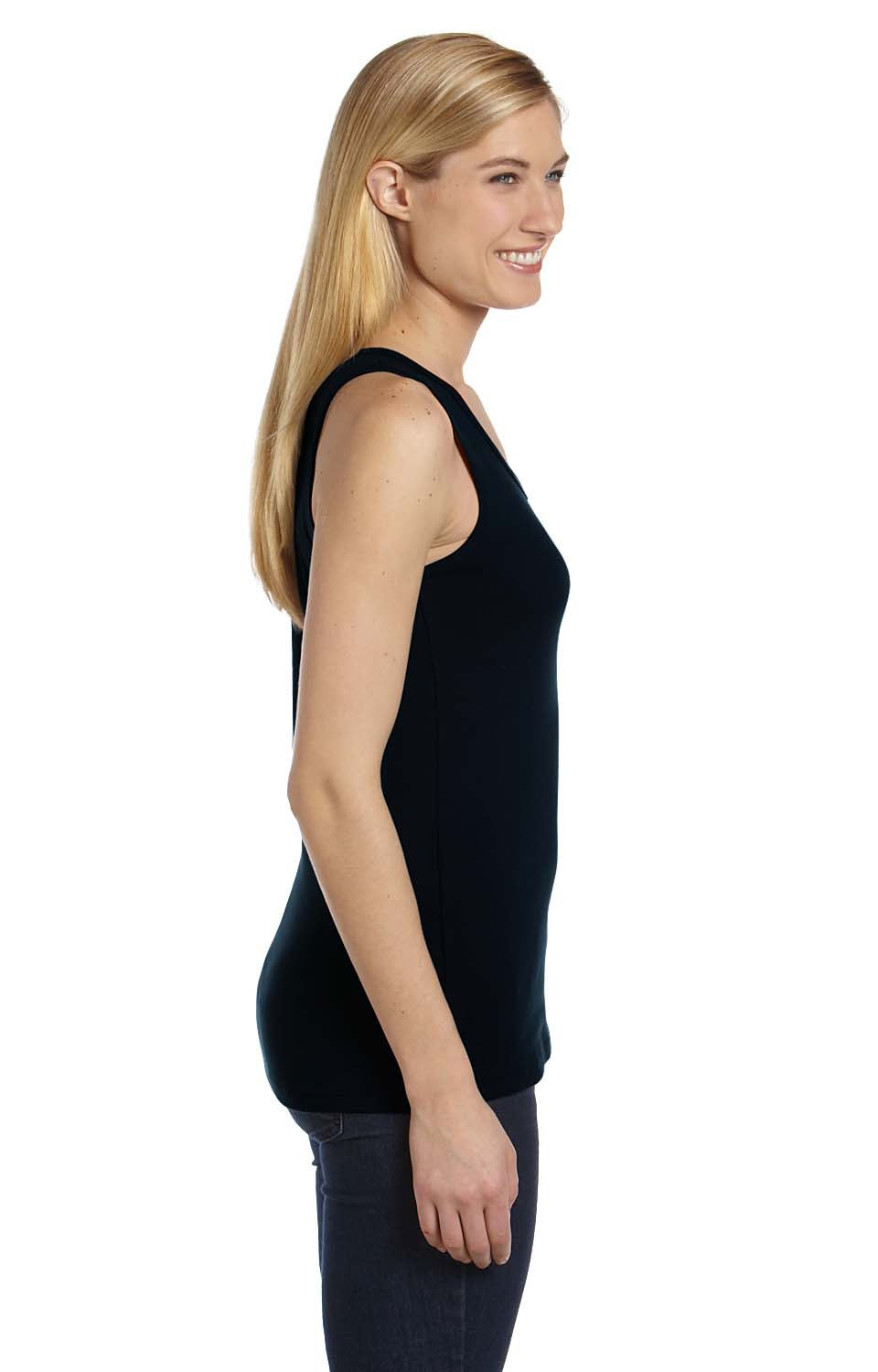 Women's Missy Widestrap Baby Rib Tank - Black