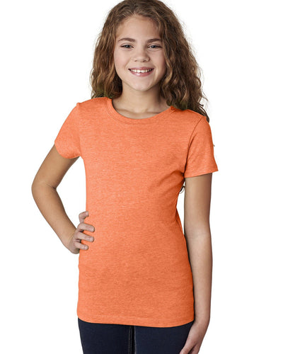 Girl's Youth Princess CVC T-Shirt - Neon Heather Orange
