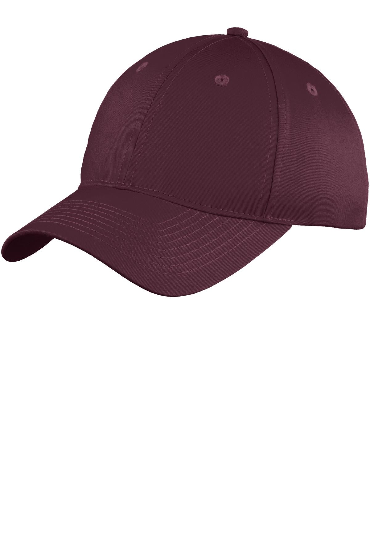 Six-Panel Unstructured Twill Cap - Maroon