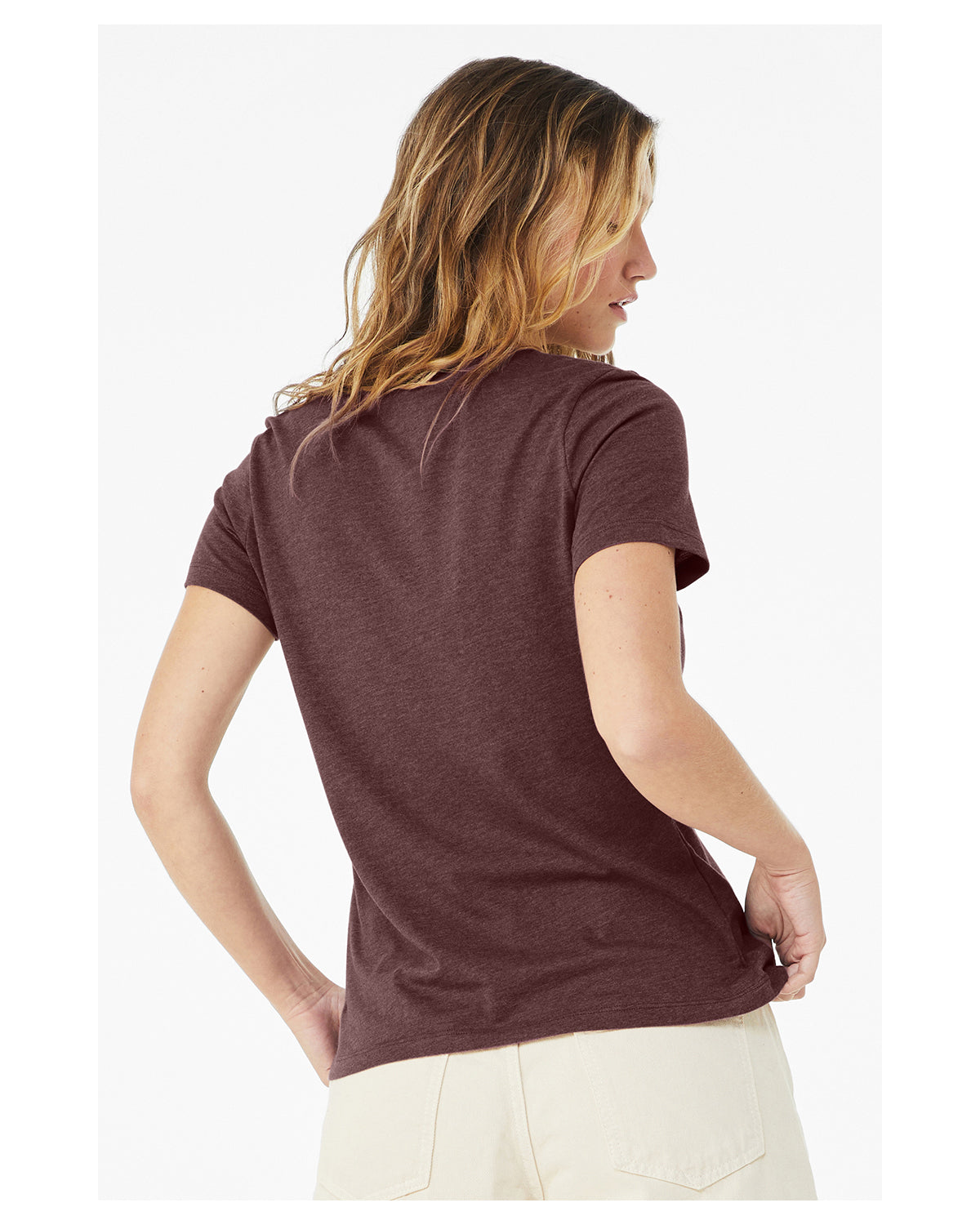 Women's Heathered Relaxed Jersey Short-Sleeve T-Shirt - Heather Maroon
