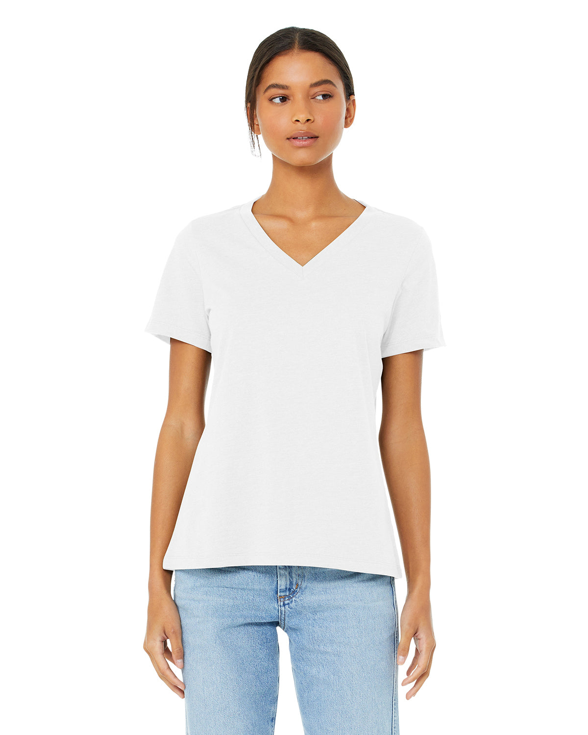Women's Relaxed Jersey V-Neck T-Shirt - Solid White Blend