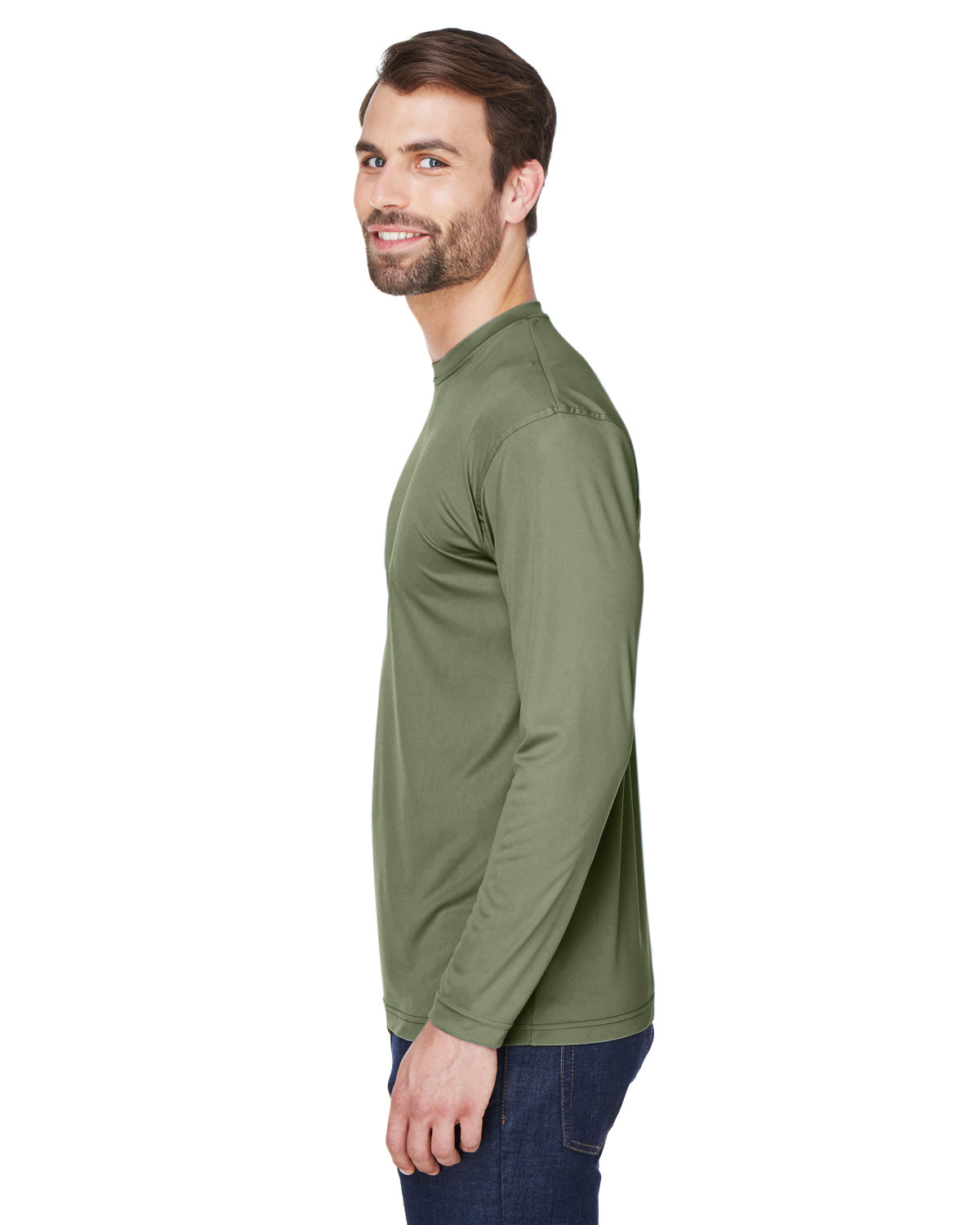 Unisex Cool & Dry Sport Long-Sleeve Performance Interlock T-Shirt - Military Green