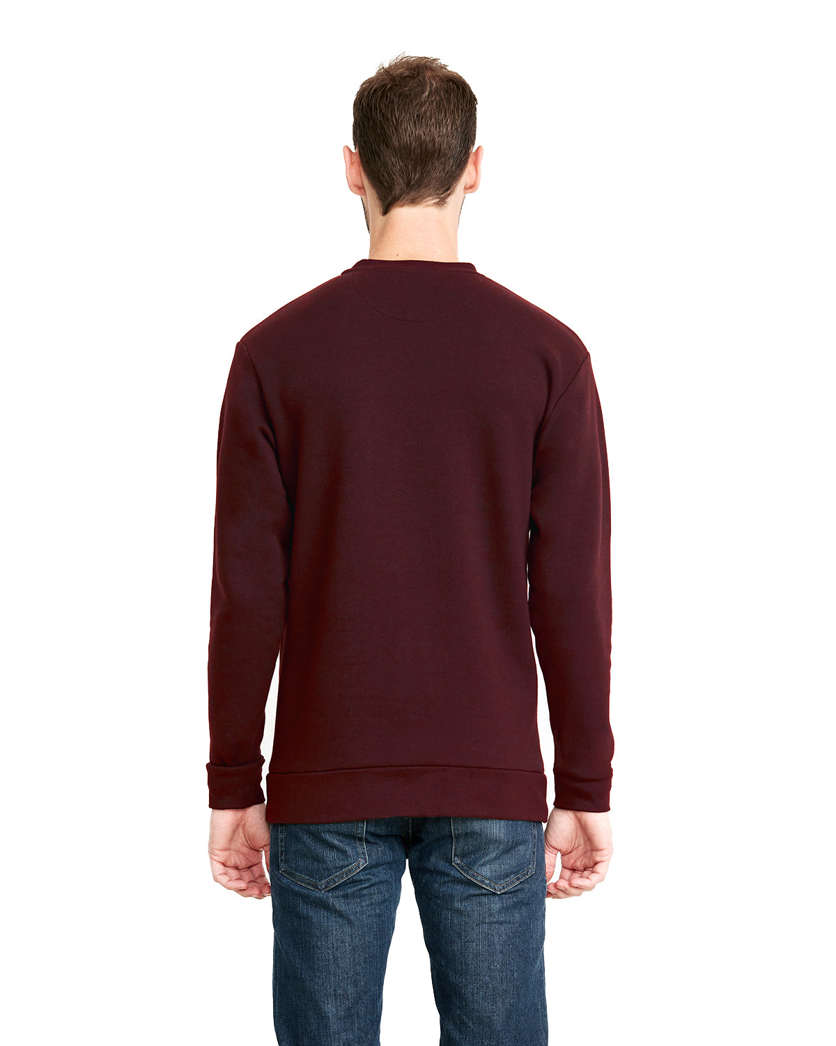 Unisex Long-Sleeve Crew with Pocket - Maroon
