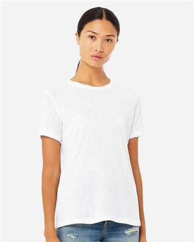 BELLA + CANVAS 6413 Solid White Triblend — on model front