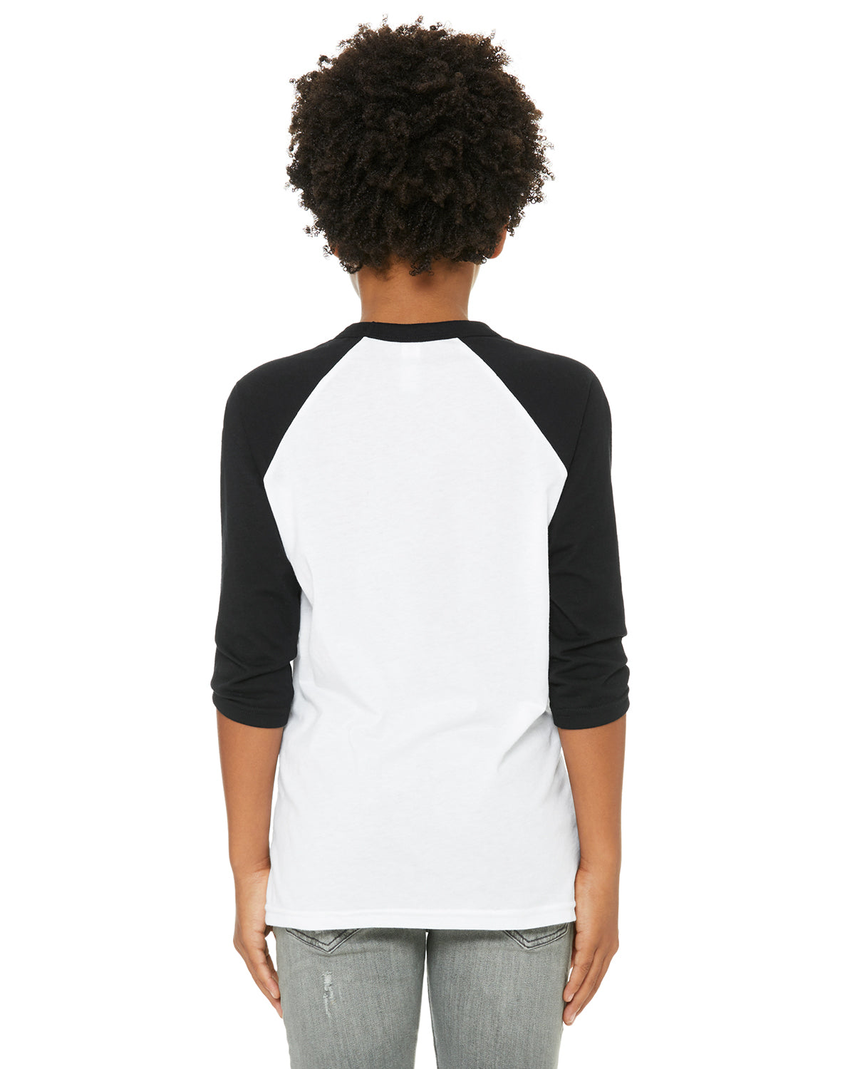 Youth 3/4-Sleeve Baseball T-Shirt - White / Black