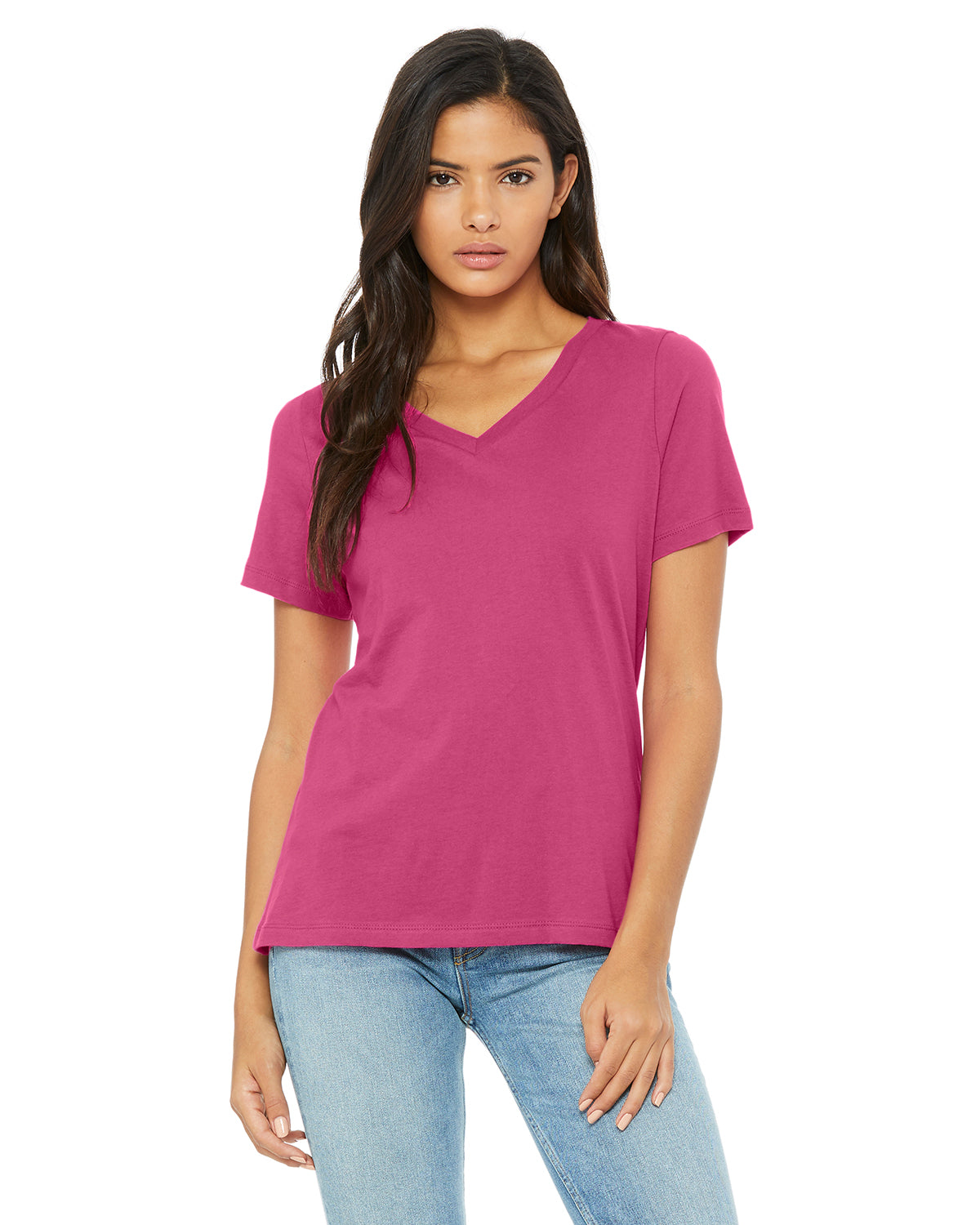 Women's Relaxed Jersey V-Neck T-Shirt - Berry