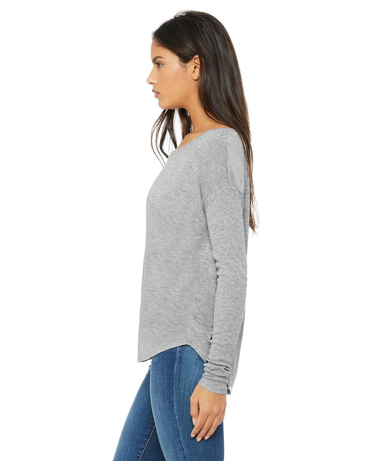 Women's Flowy Long-Sleeve T-Shirt with 2x1 Sleeves - Heather Athletic