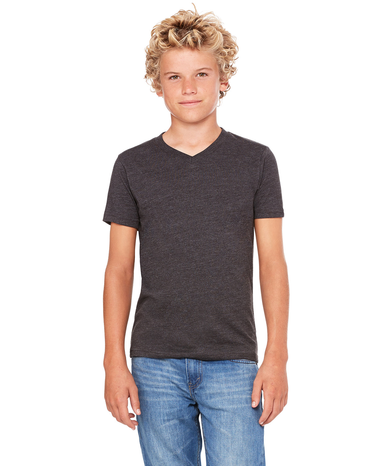 Youth Jersey Short-Sleeve V-Neck T-Shirt - Heather Dark Gray