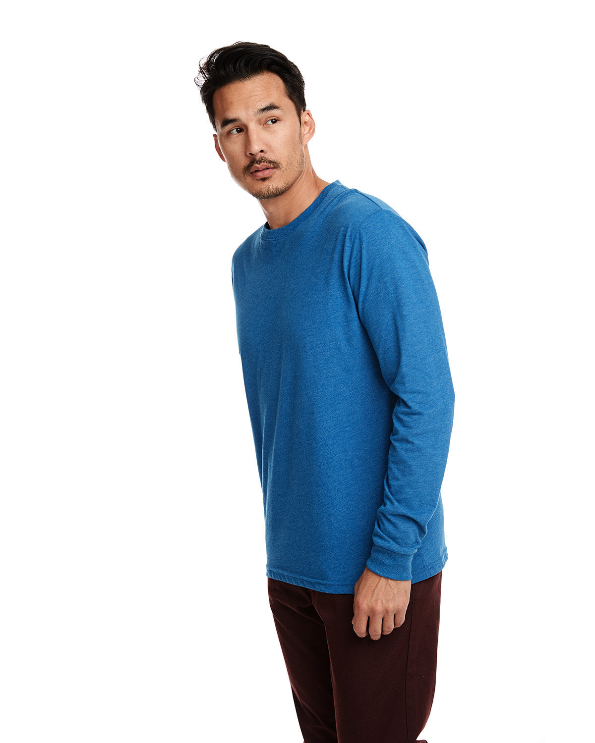 Unisex Sueded Long-Sleeve Crew - Heather Cool Blue