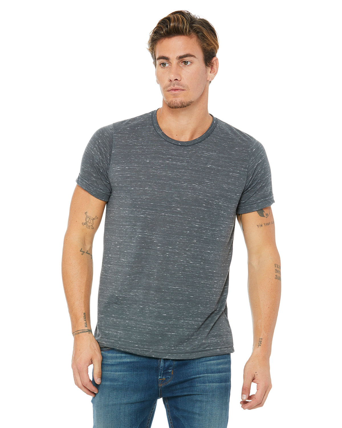 Unisex Poly-Cotton Short-Sleeve T-Shirt - Charcoal Marble