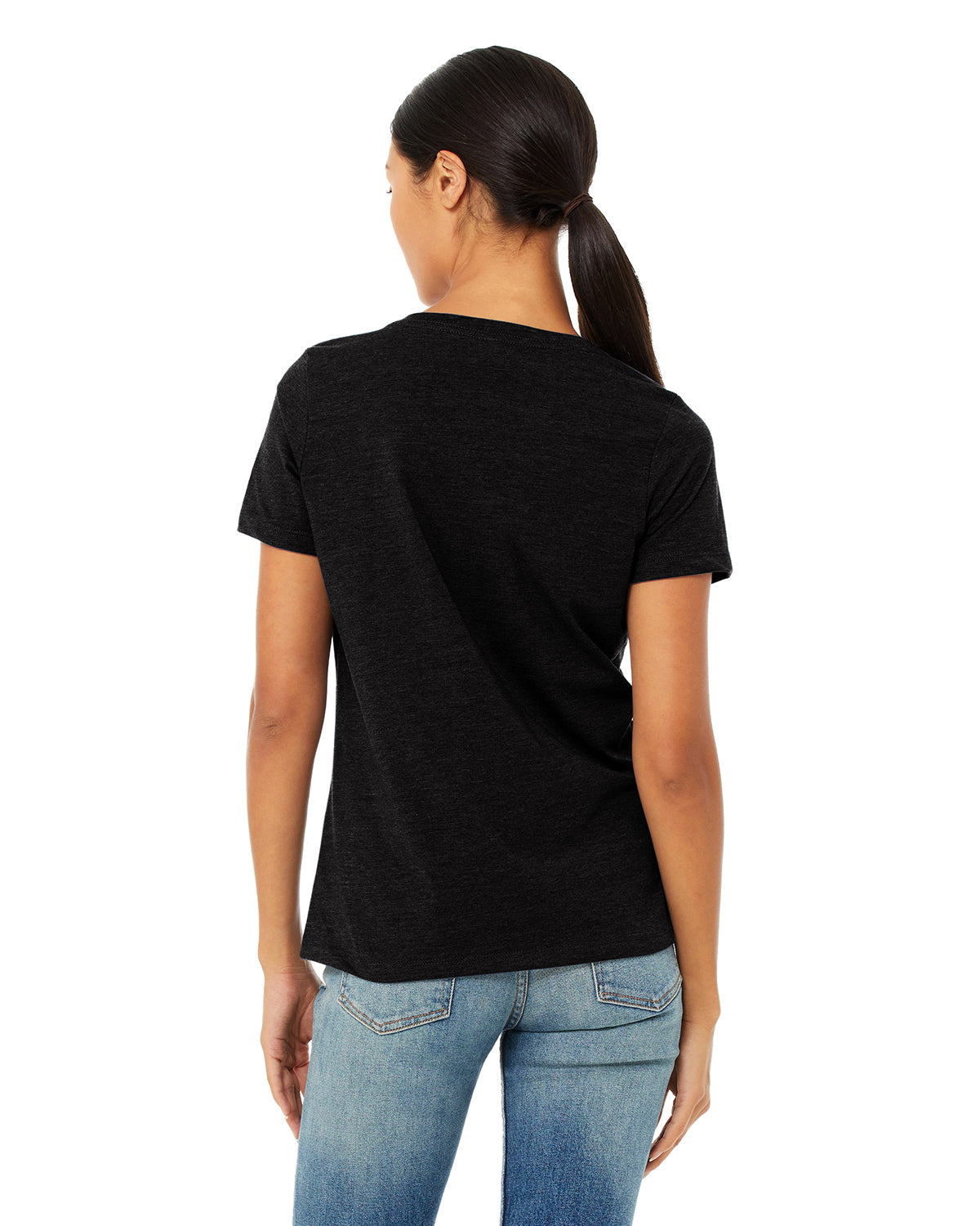 Women's Relaxed Jersey V-Neck T-Shirt - Solid Black Blend