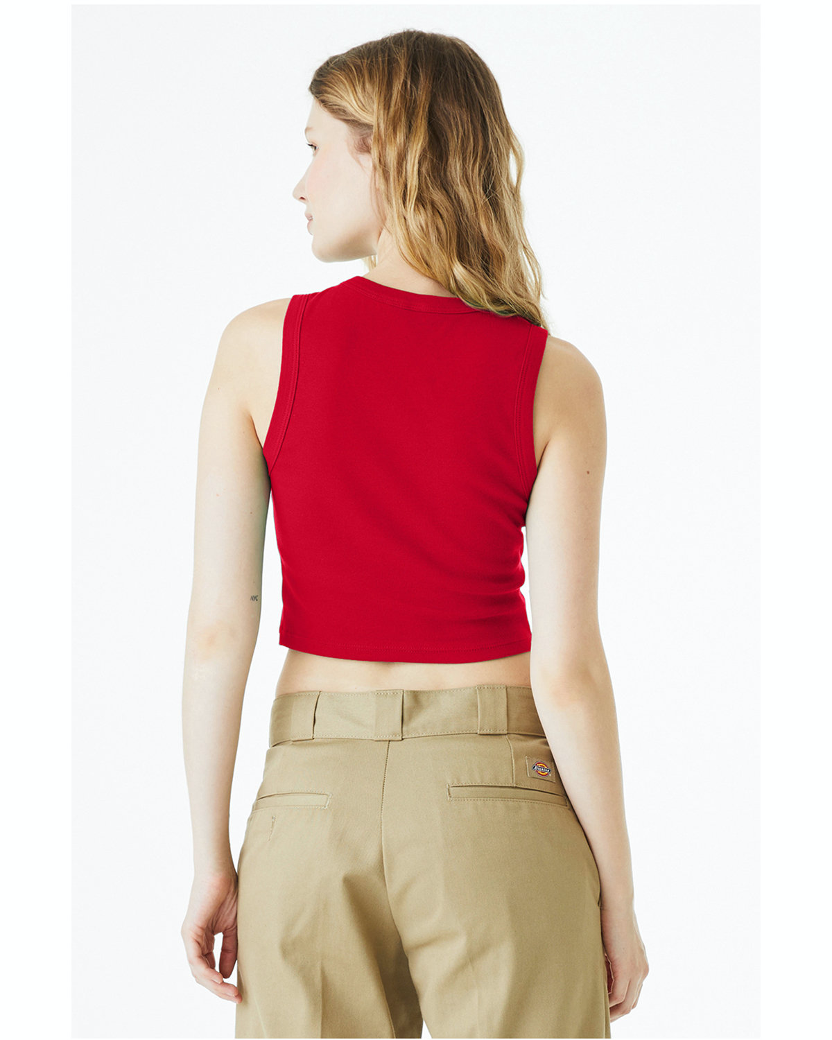 Women's Micro Rib Muscle Crop Tank - Solid Red Blend