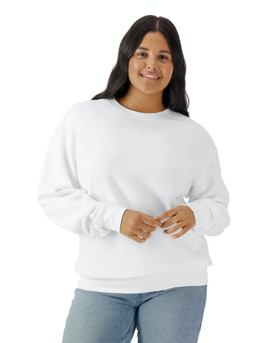 Unisex Lighweight Cotton Crewneck Sweatshirt - White