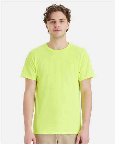Hanes 5280 Safety Green — on model front