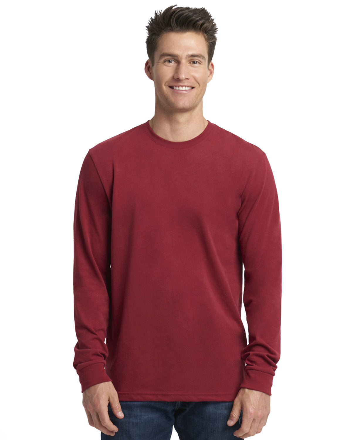 Unisex Sueded Long-Sleeve Crew - Cardinal