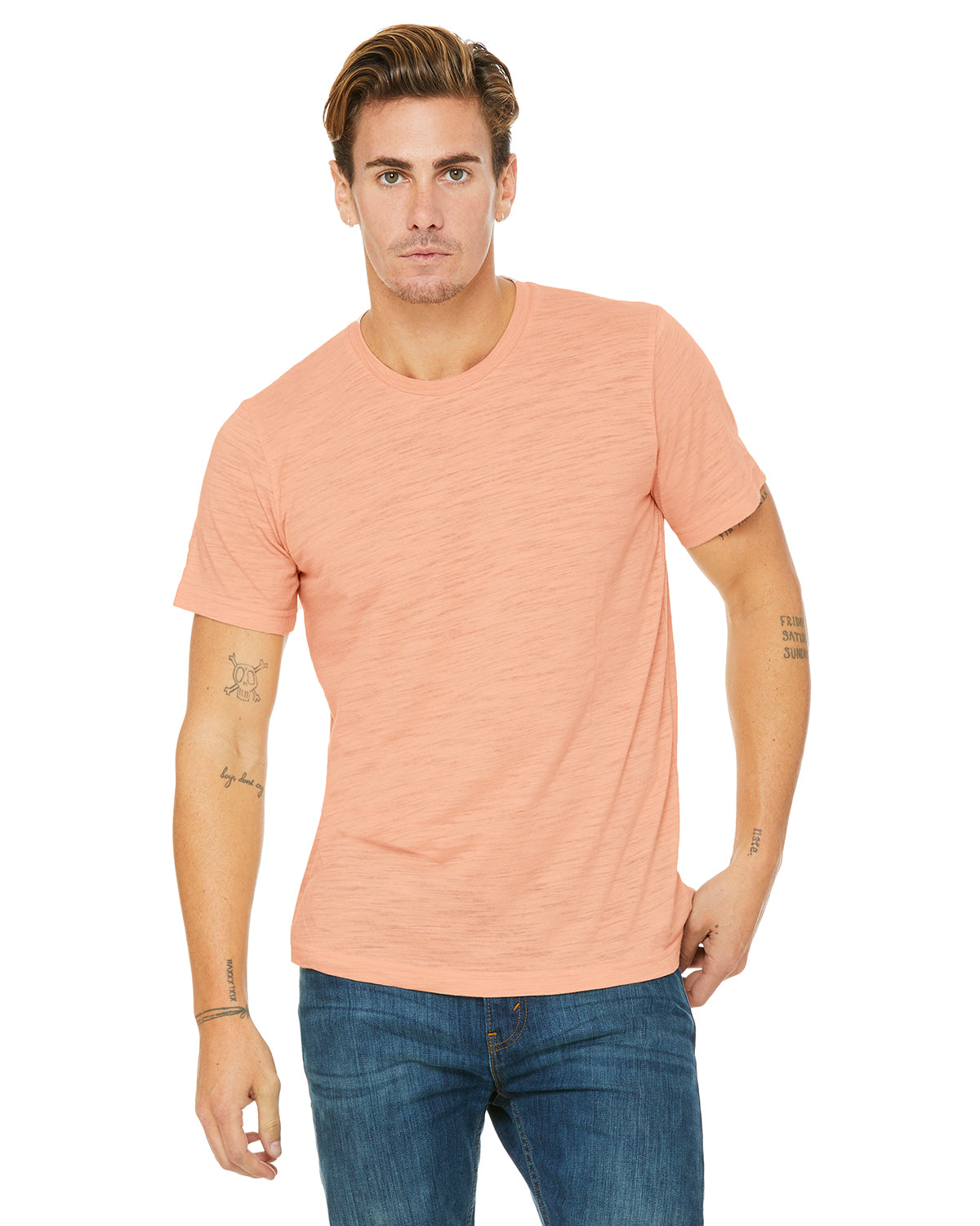 Unisex Poly-Cotton Short-Sleeve T-Shirt - Peach Slub