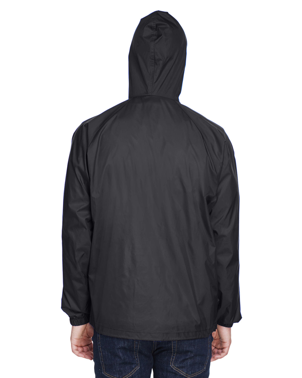 Unisex Quarter-Zip Hooded Pullover Pack-Away Jacket - Black