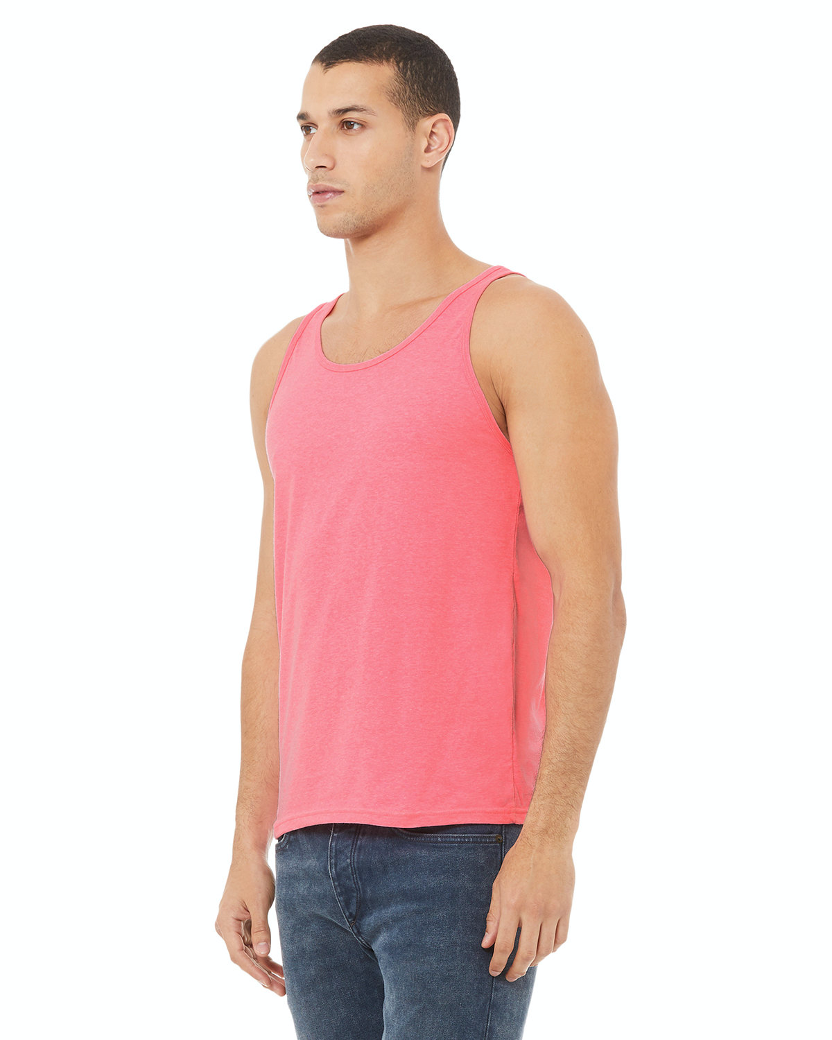 Unisex Heather CVC Tank - Neon Pink
